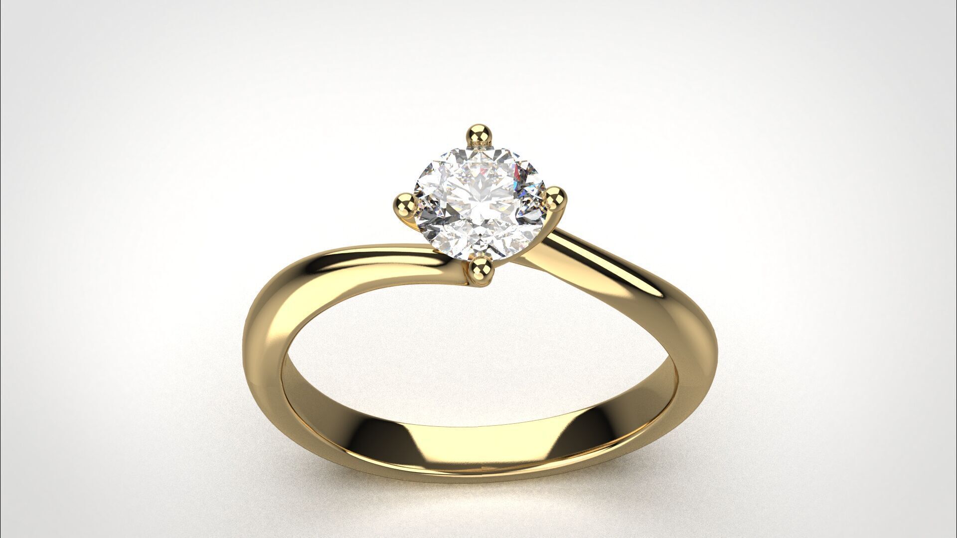 R059 half ct Timeless 18K Gold Wedding Ring Elegant CAD Eu50 3D print model_9