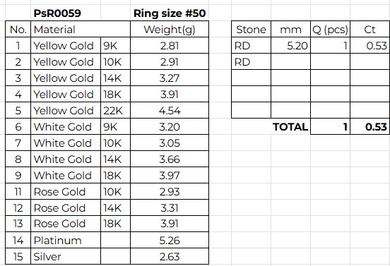R059 half ct Timeless 18K Gold Wedding Ring Elegant CAD Eu50 3D print model_21
