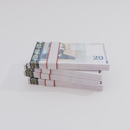 20 Bulgaria Bulgarian Lev Currency Low-poly 3D model