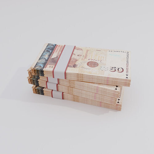 50 Bulgaria Bulgarian Lev Currency Low-poly 3D model