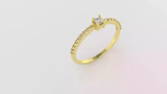 Solitaire ring with side stones