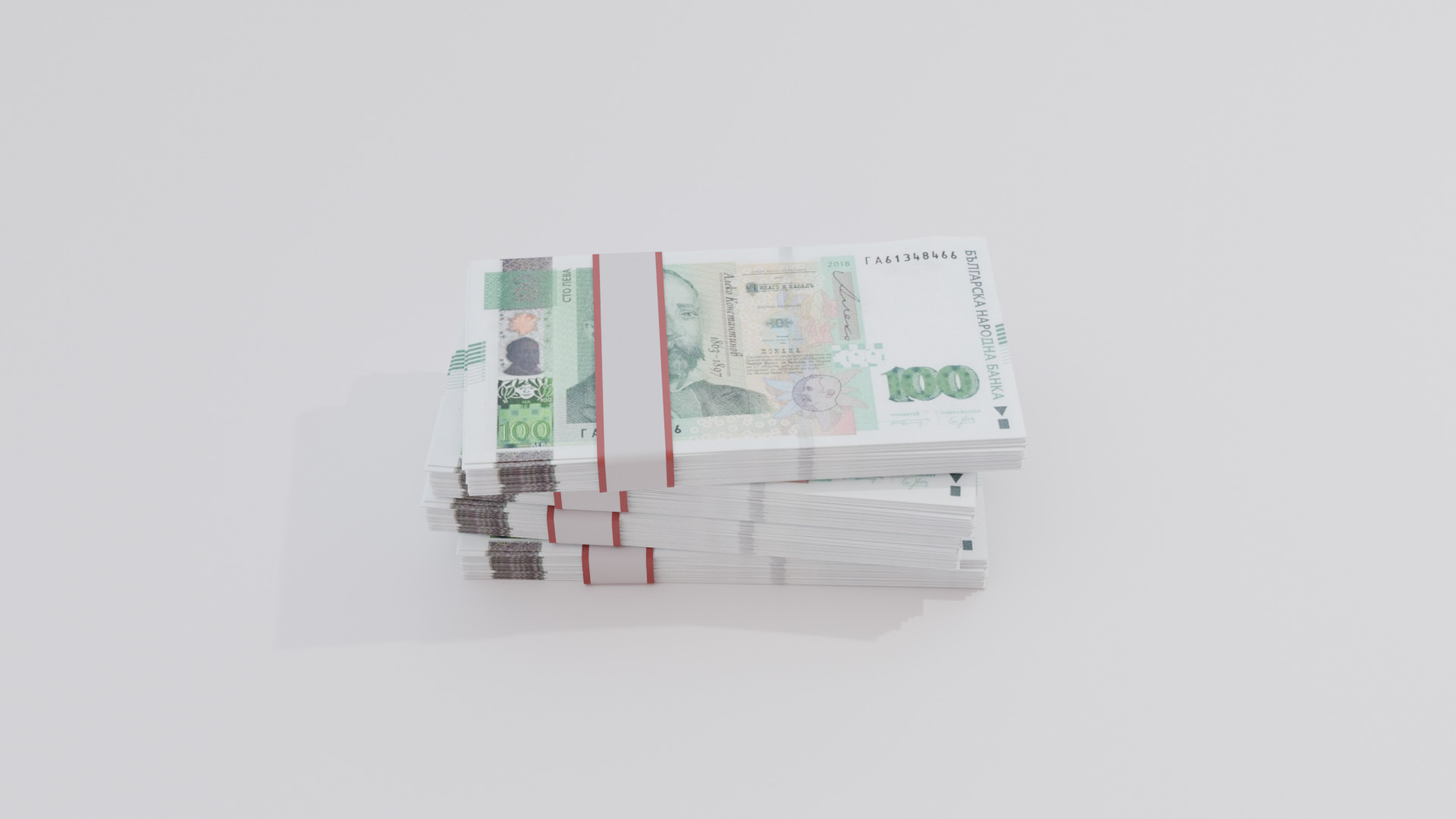 100 Bulgaria Bulgarian Lev Currency Low-poly 3D model_3