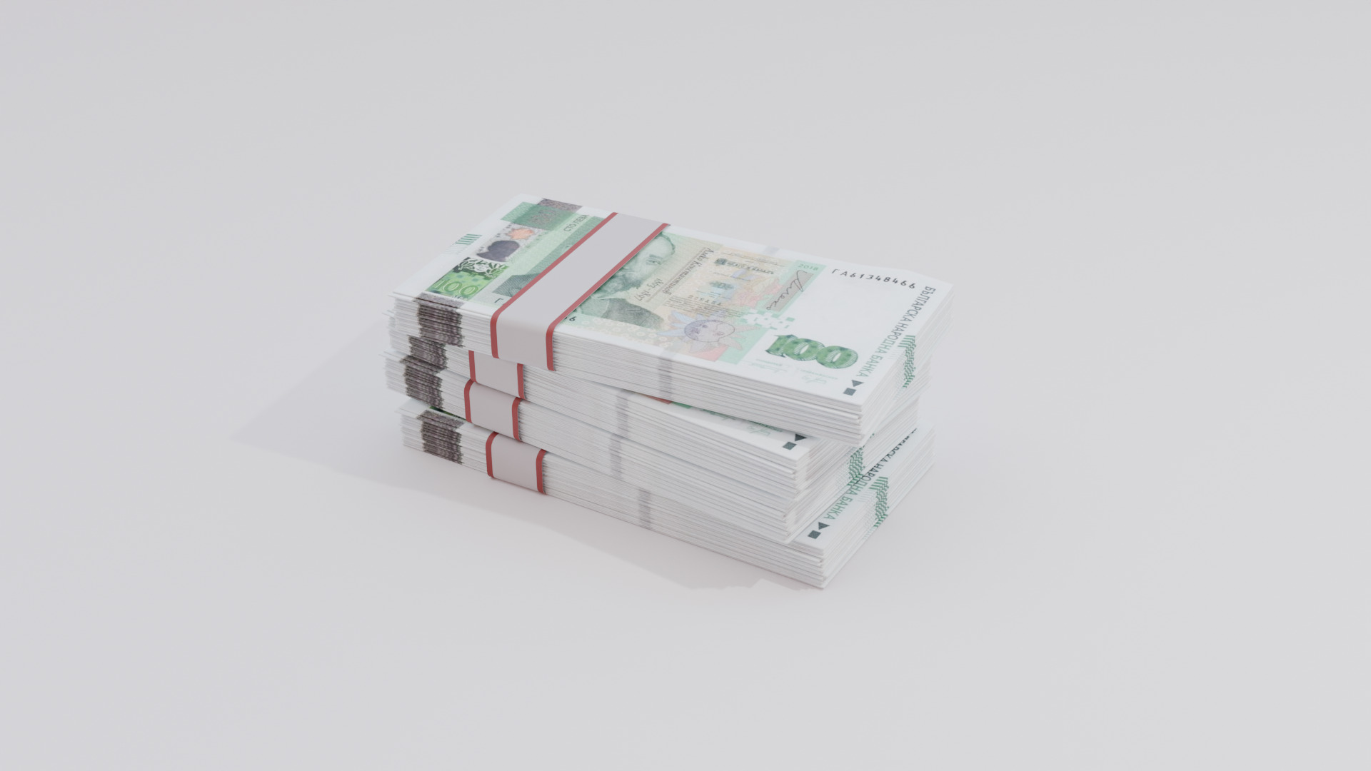 100 Bulgaria Bulgarian Lev Currency Low-poly 3D model_1