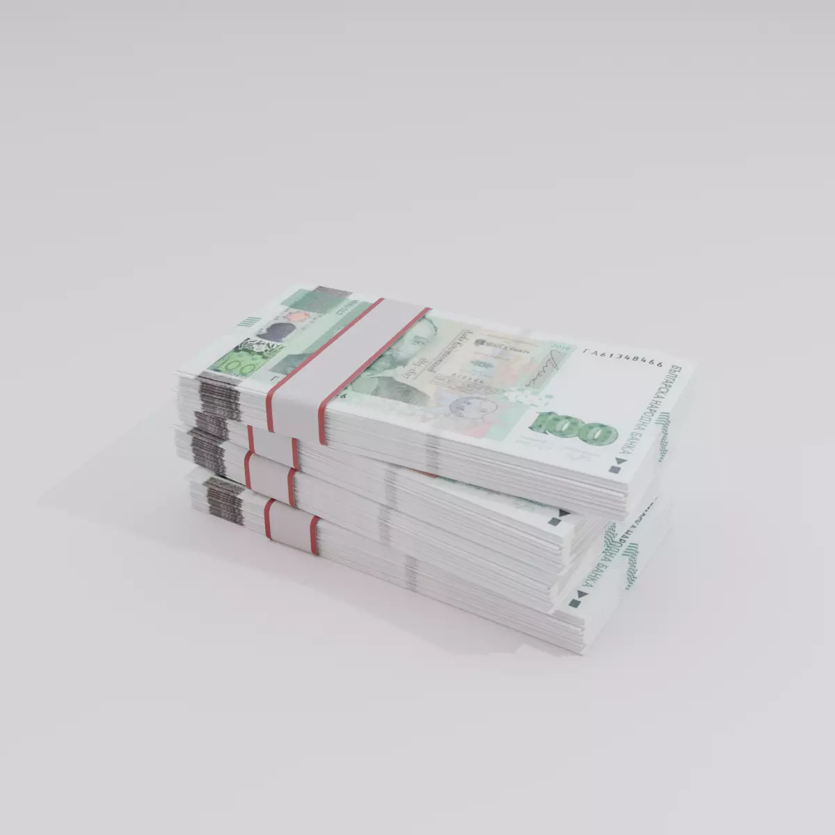 100 Bulgaria Bulgarian Lev Currency Low-poly 3D model_0