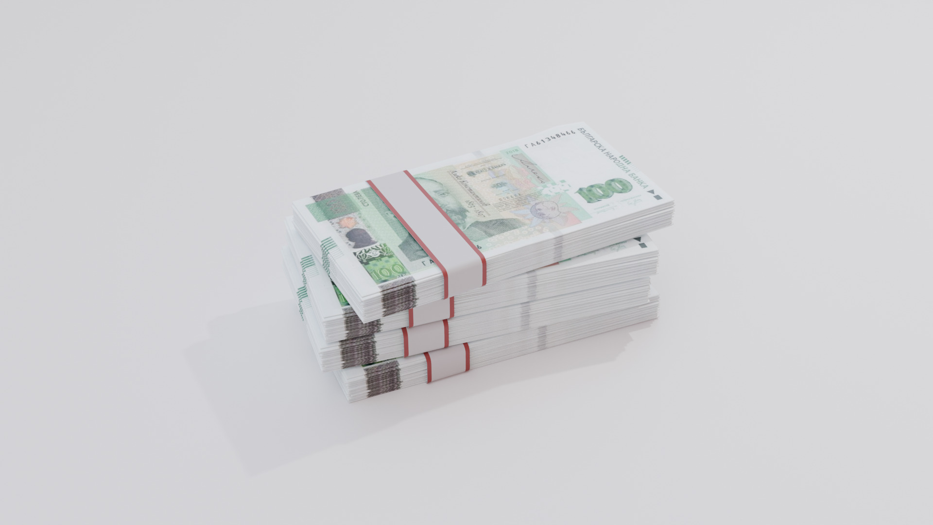 100 Bulgaria Bulgarian Lev Currency Low-poly 3D model_2
