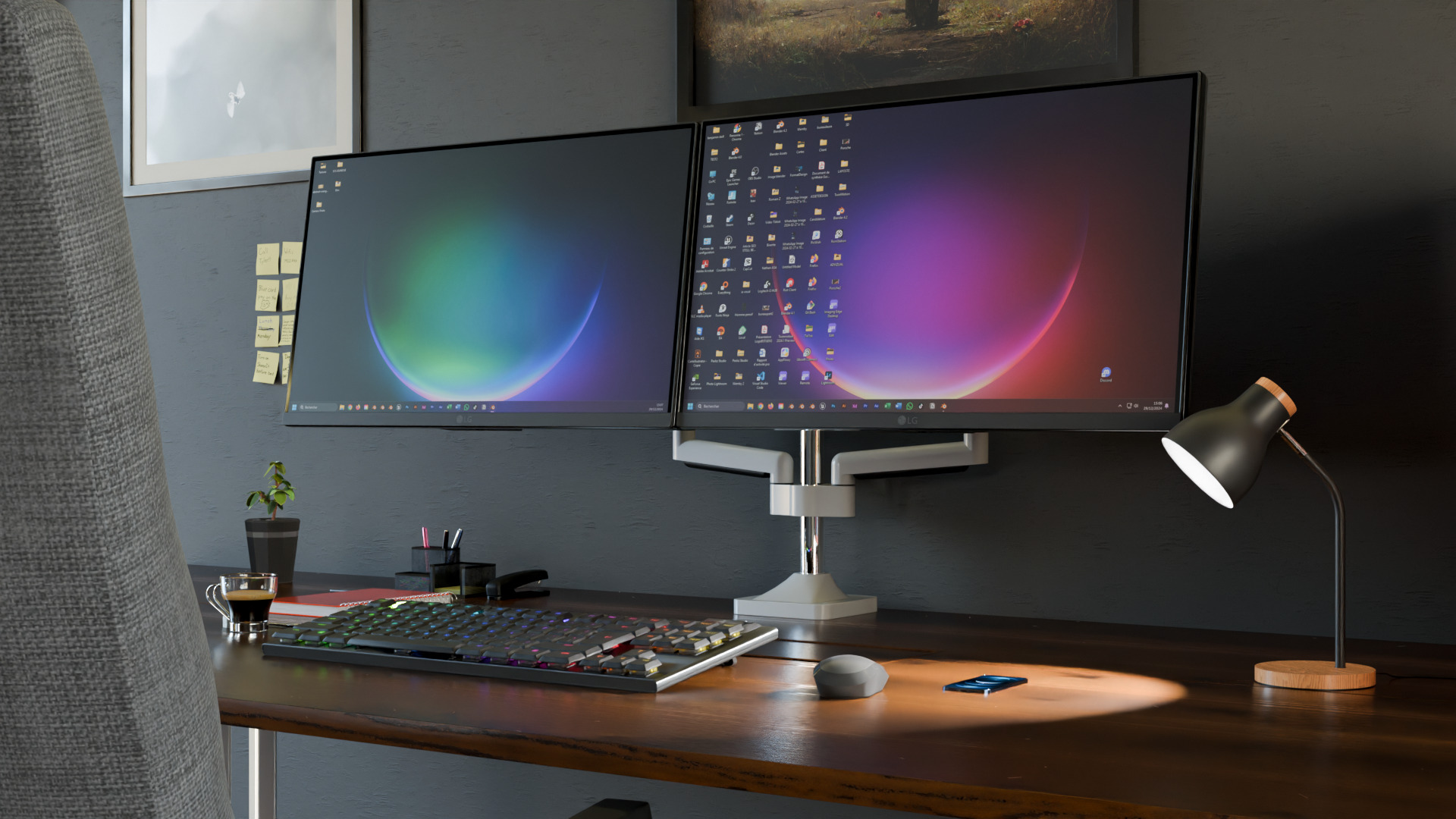 Modern Minimalist Desk 3D Model Free 3D model_1