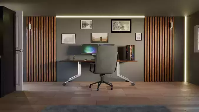Modern Minimalist Desk 3D Model