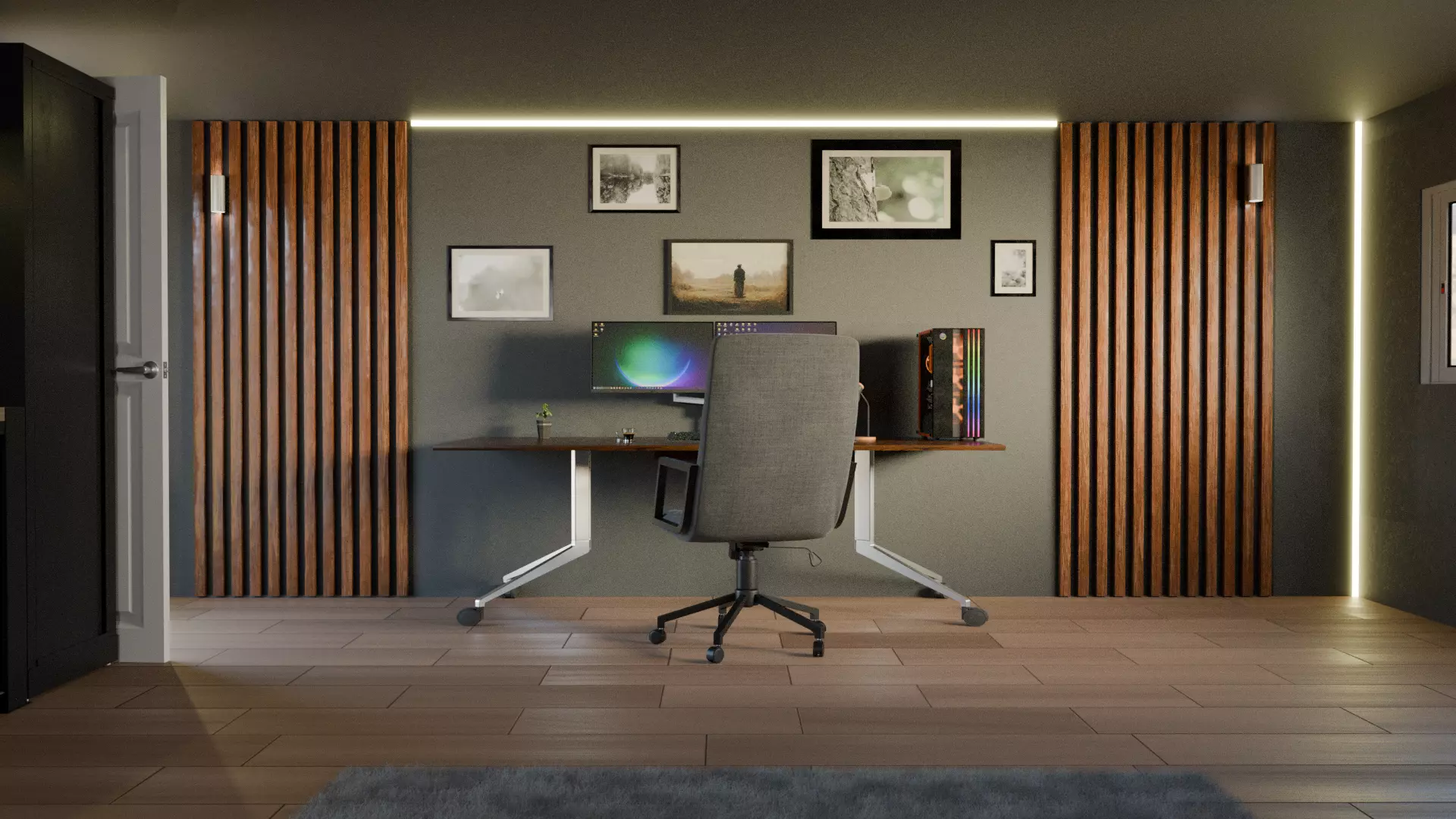 Modern Minimalist Desk 3D Model Free 3D model_0