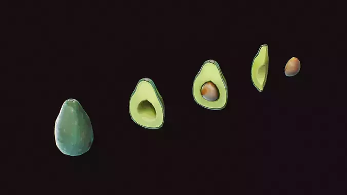 Stylized Fruit Avocado Game-Ready