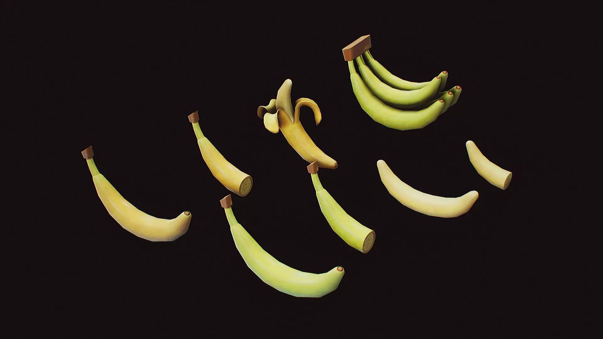 Stylized Fruit Banana Game-Ready Low-poly 3D model_0