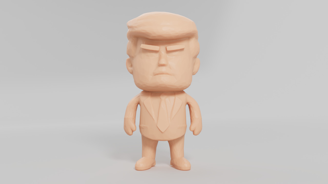 Chibi Style Low Poly Trump Putin Xi jinping Kim jong un  3D print model_4