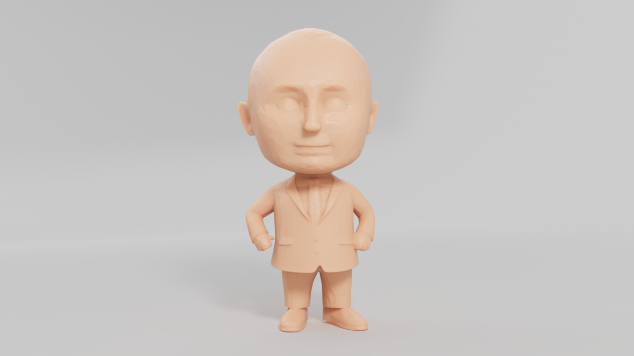 Chibi Style Low Poly Trump Putin Xi jinping Kim jong un  3D print model_3