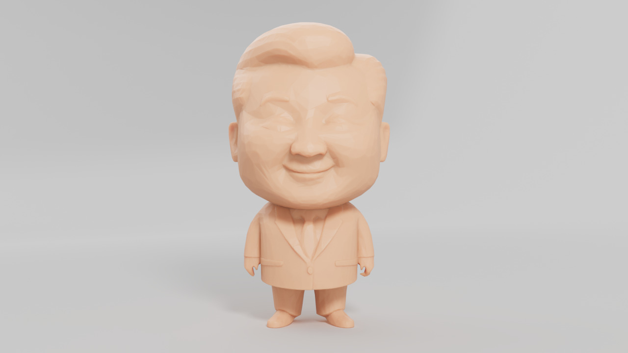Chibi Style Low Poly Trump Putin Xi jinping Kim jong un  3D print model_5
