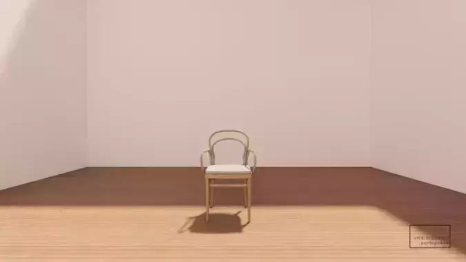 Bentwood Armchair with Cushion - Classic Wooden Chair 3D Model