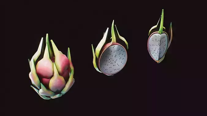 Stylized Fruit Dragonfruit Game-Ready