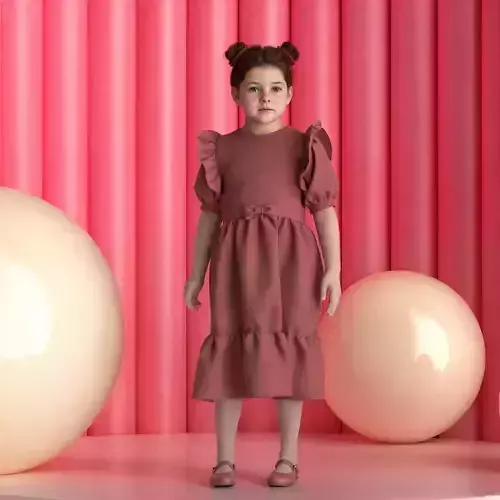 Rose Ruffle Puff Sleeve Dress