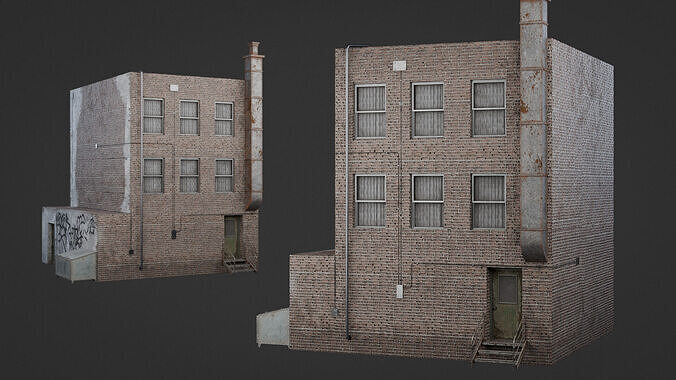 Urban Building Pack Low-poly 3D model 7