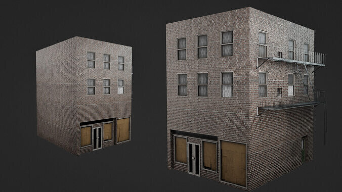 Urban Building Pack Low-poly 3D model 6