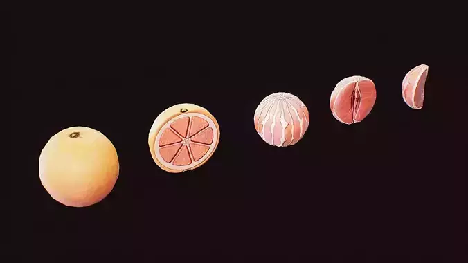 Stylized Fruit Grapefruit Game-Ready