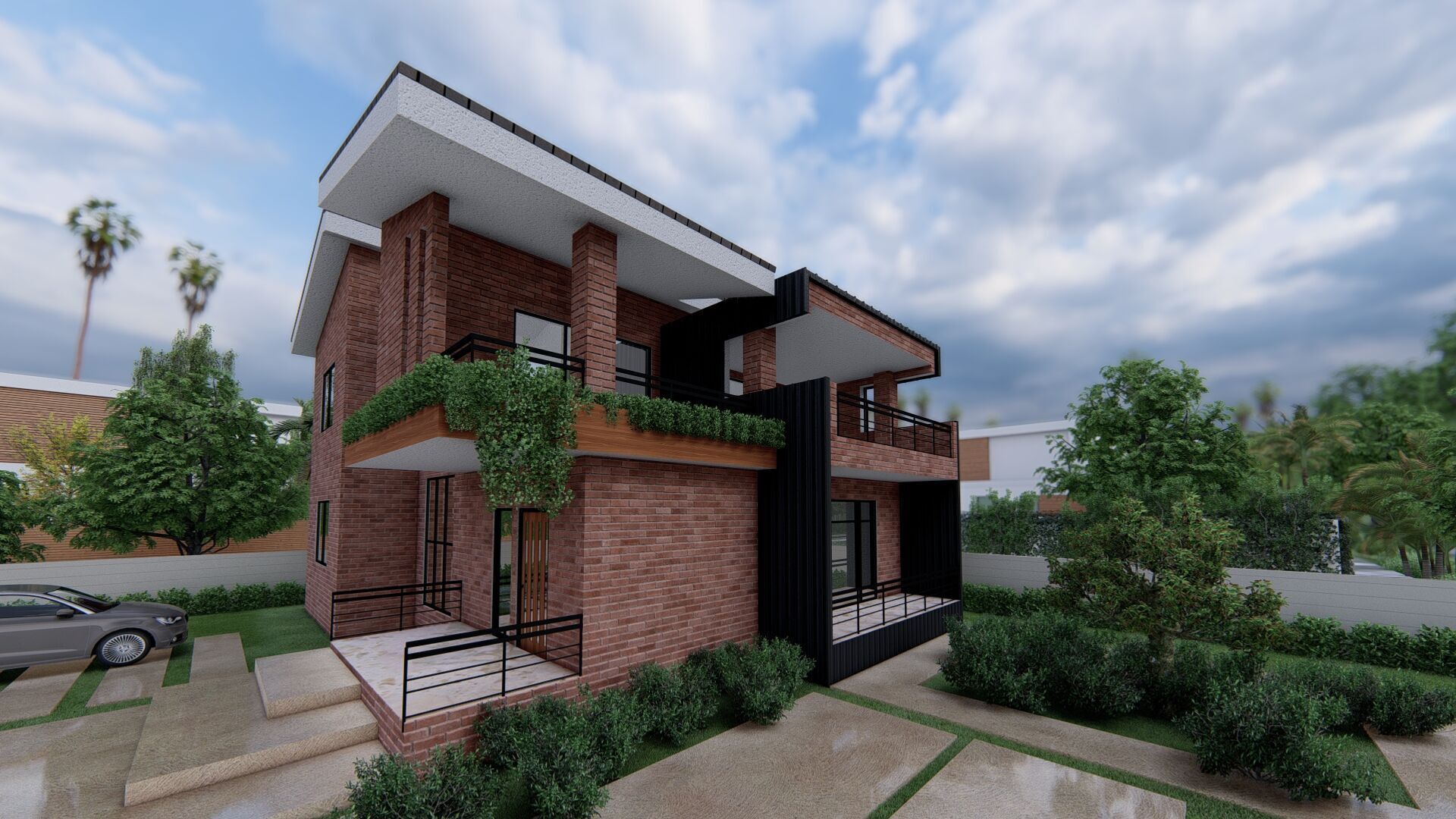 Modern House with Sloping Roof - 280 SQM - Full Package 3D model_8