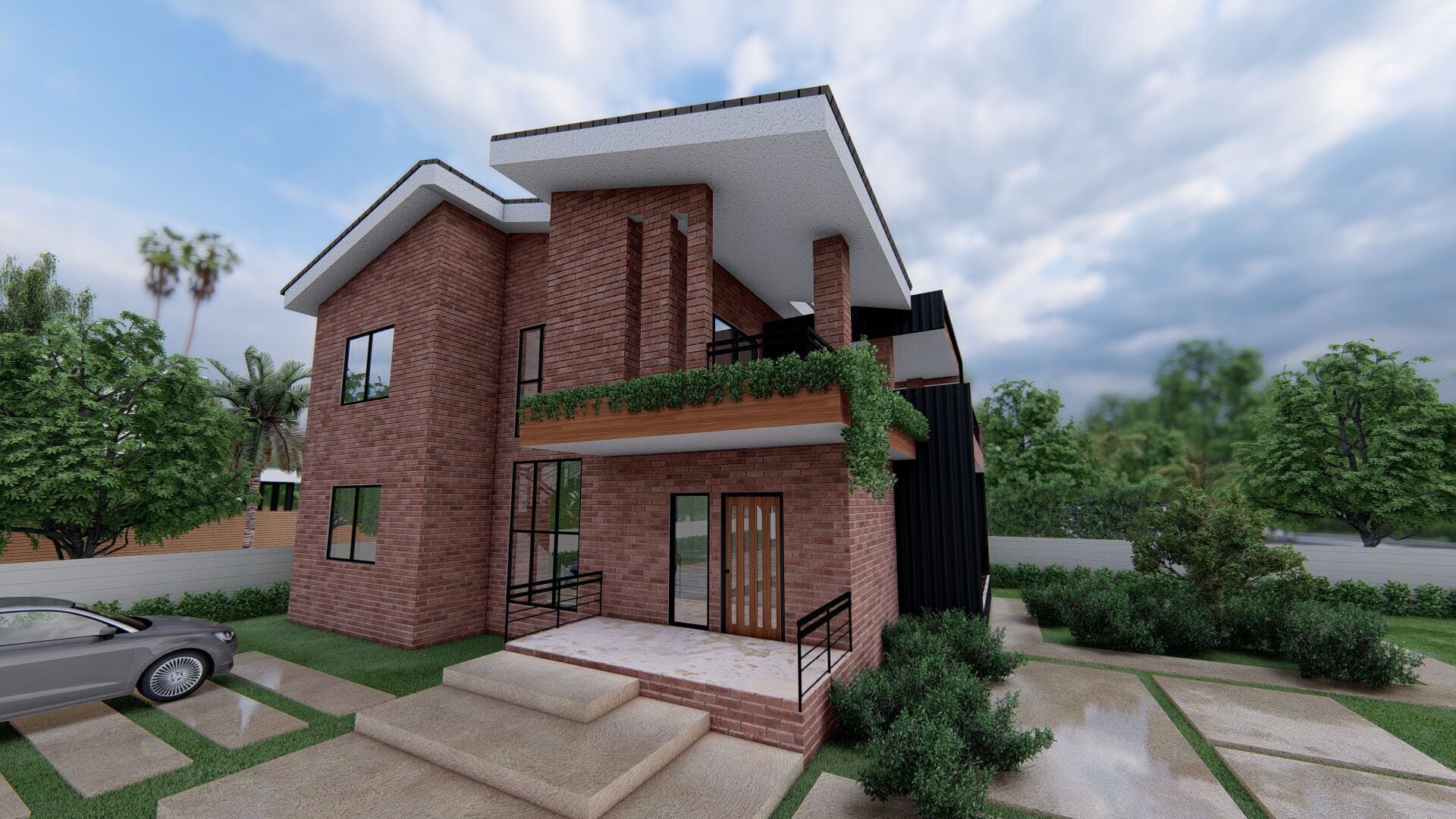 Modern House with Sloping Roof - 280 SQM - Full Package 3D model_4