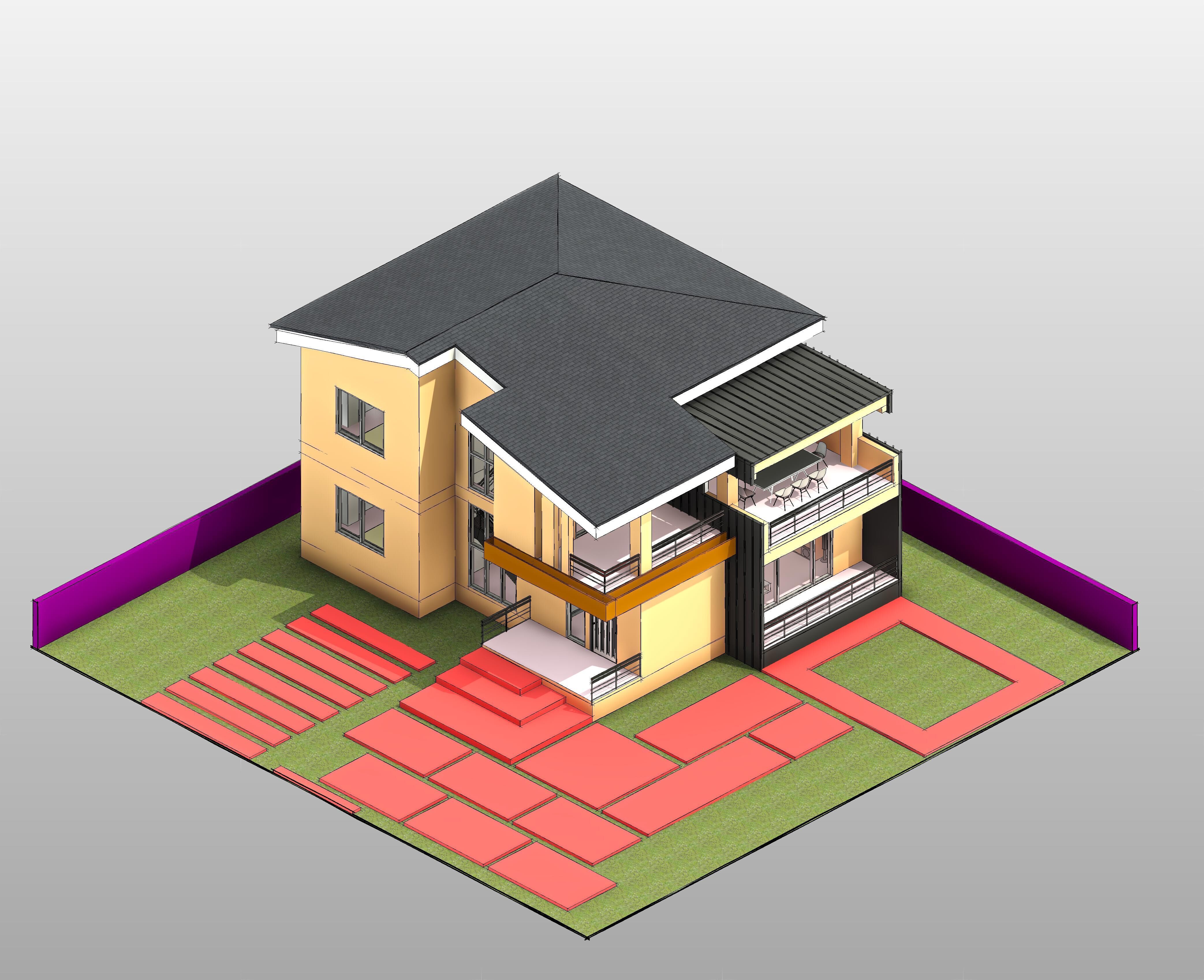 Modern House with Sloping Roof - 280 SQM - Full Package 3D model_7