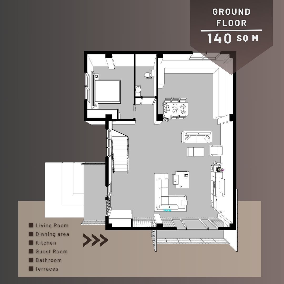 Modern House with Sloping Roof - 280 SQM - Full Package 3D model_24