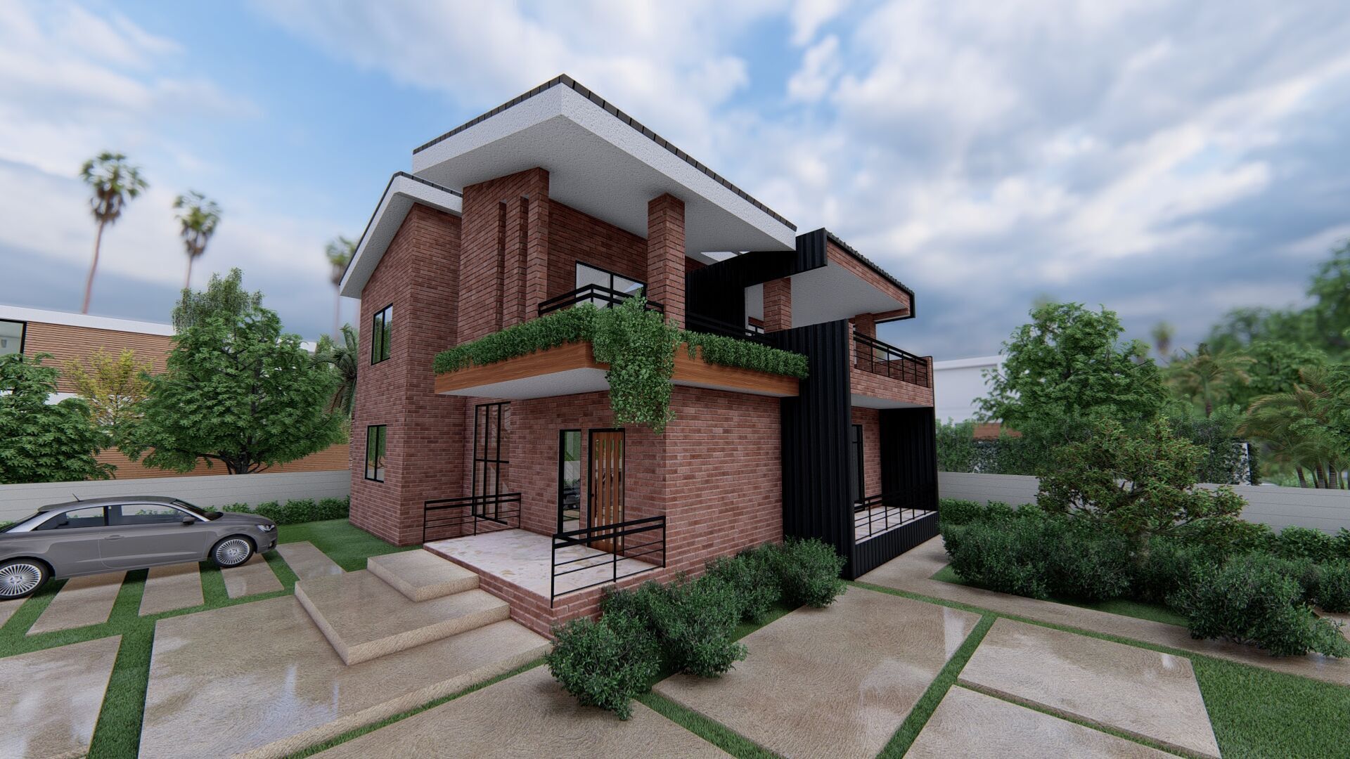 Modern House with Sloping Roof - 280 SQM - Full Package 3D model_2