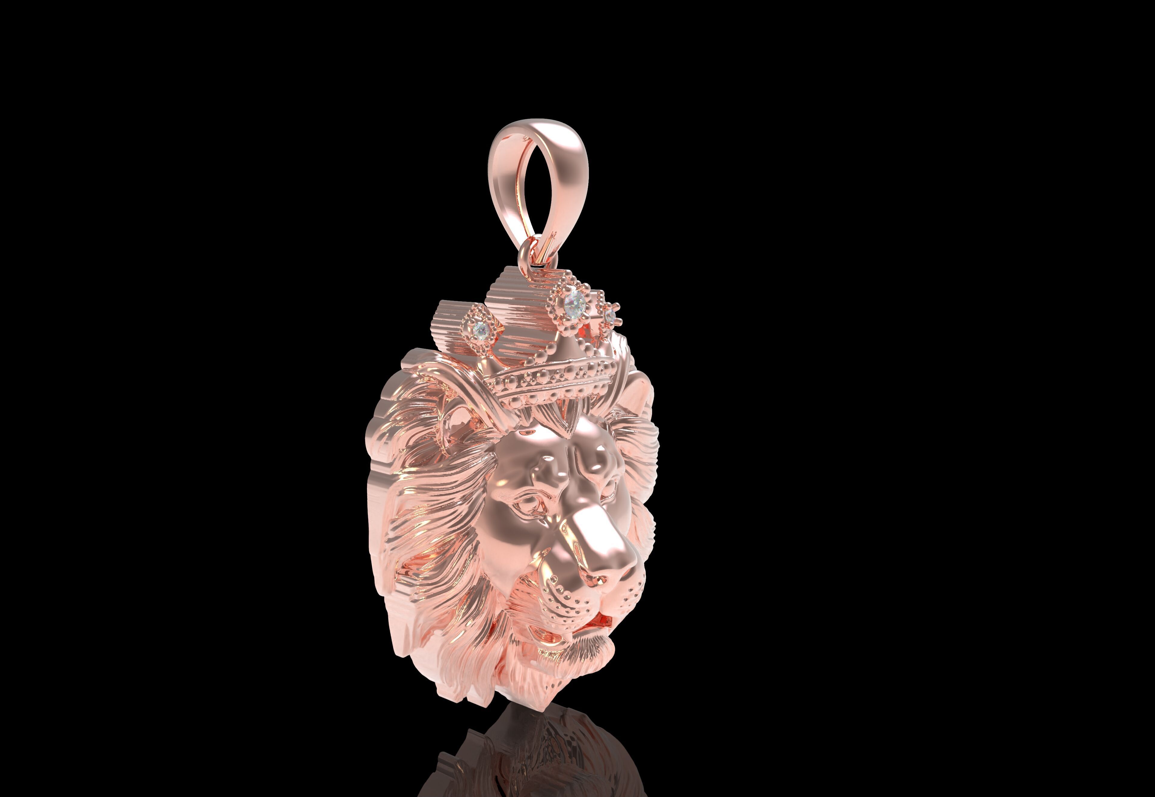 Lion with Crown Pendant 3D print model_31