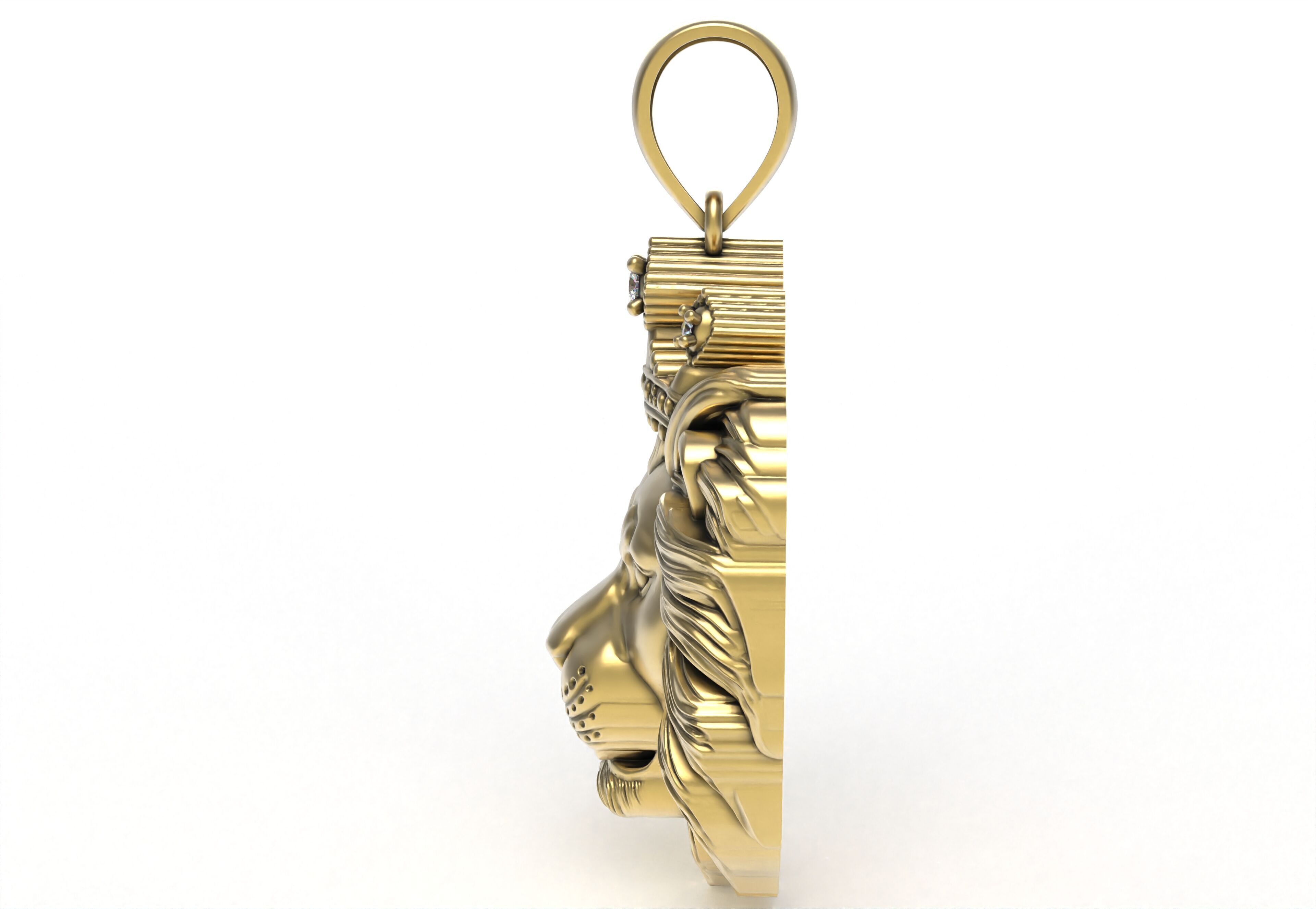 Lion with Crown Pendant 3D print model_6