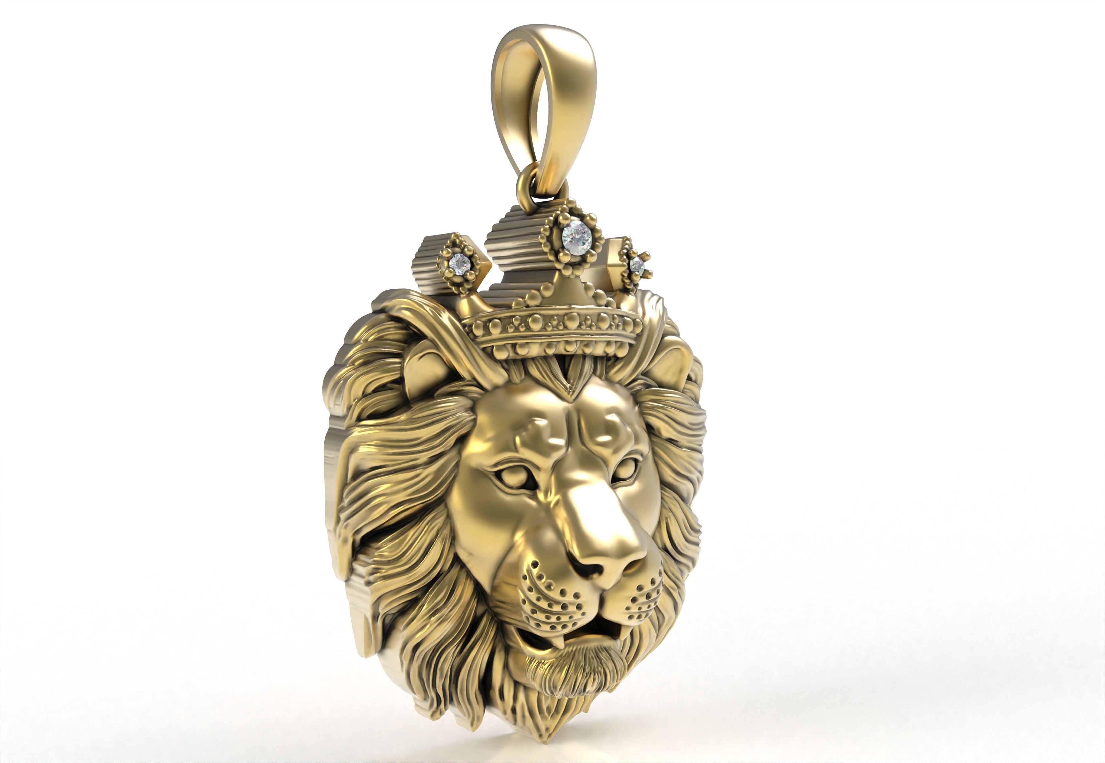 Lion with Crown Pendant 3D print model_3