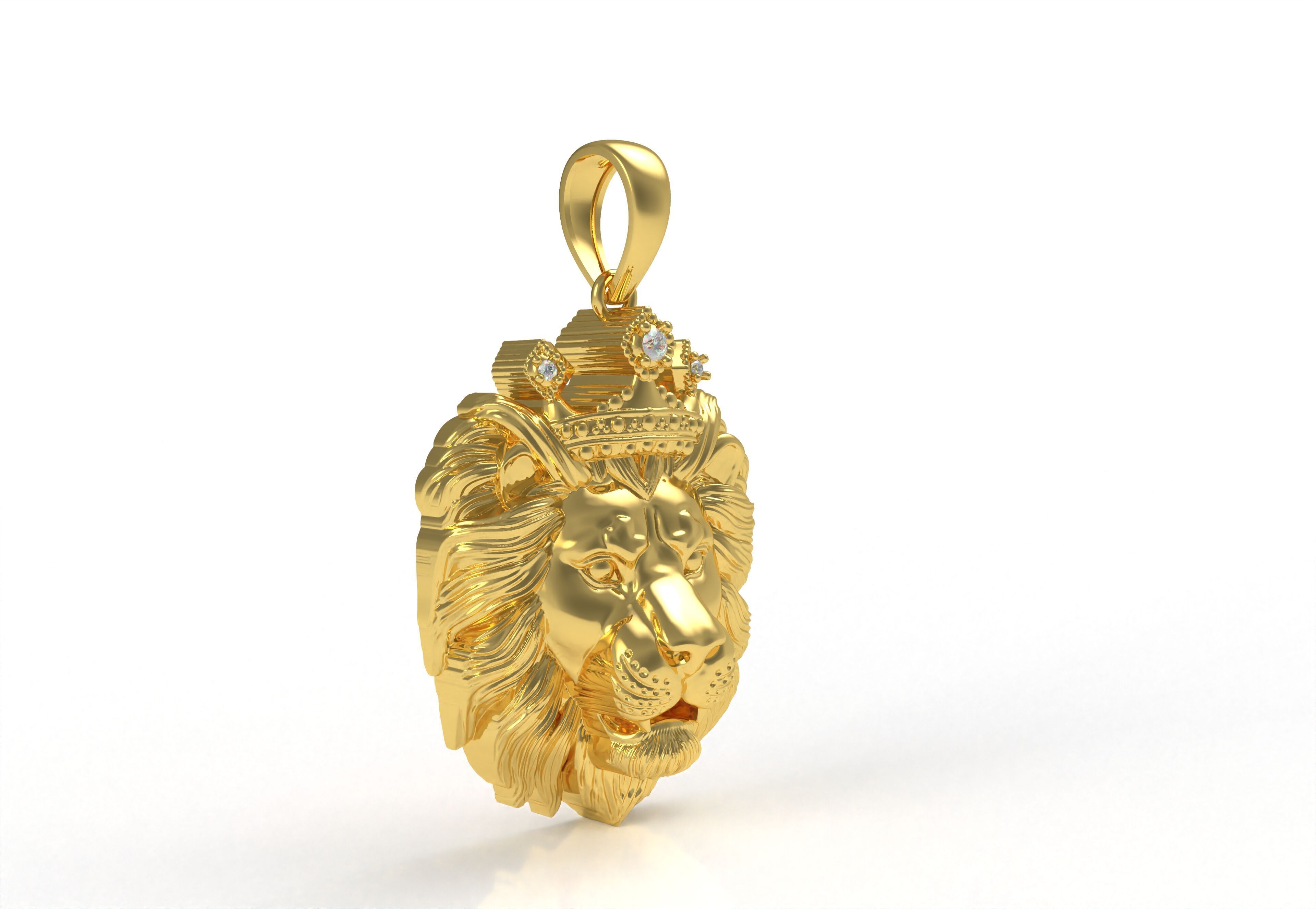 Lion with Crown Pendant 3D print model_39