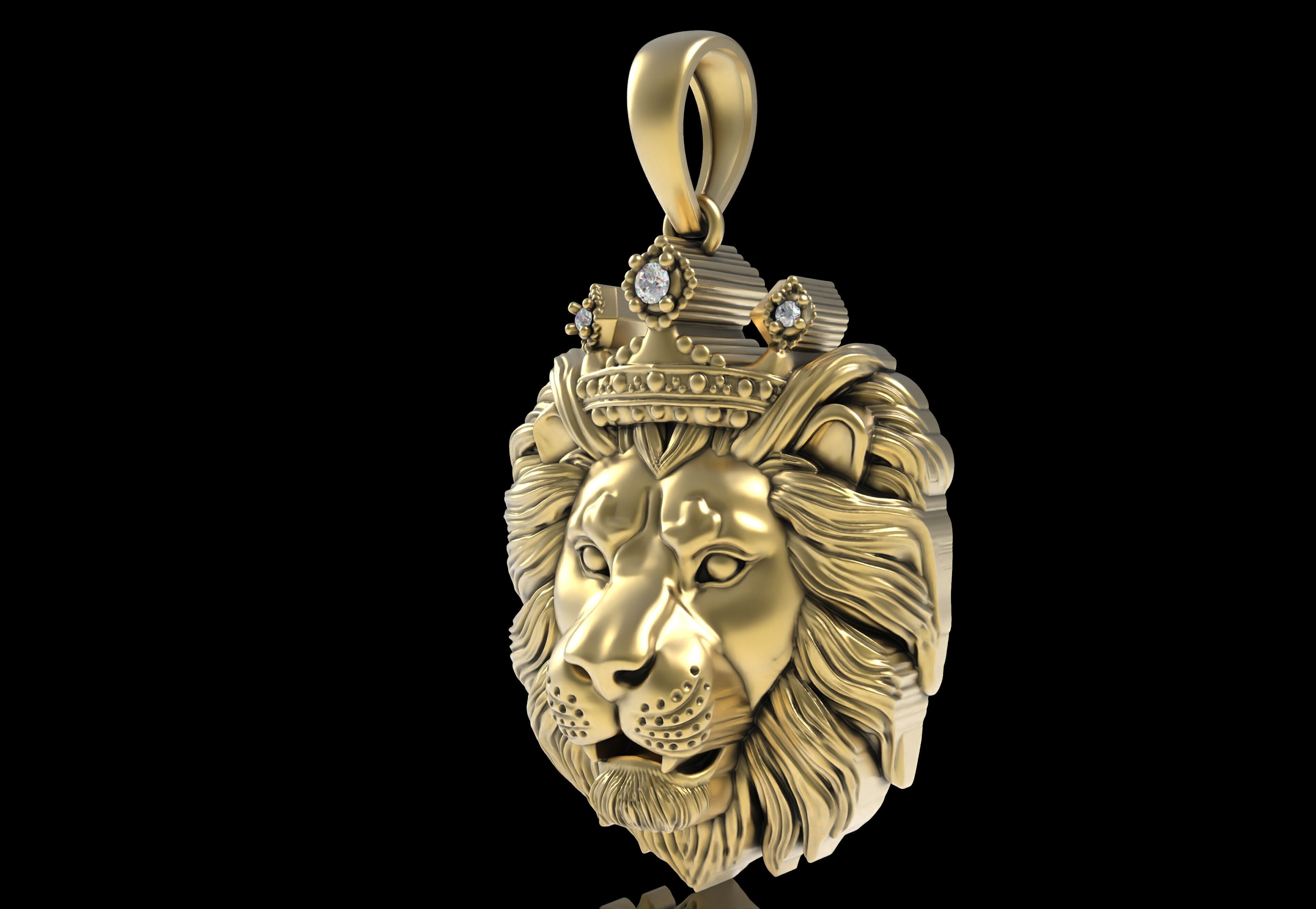 Lion with Crown Pendant 3D print model_2