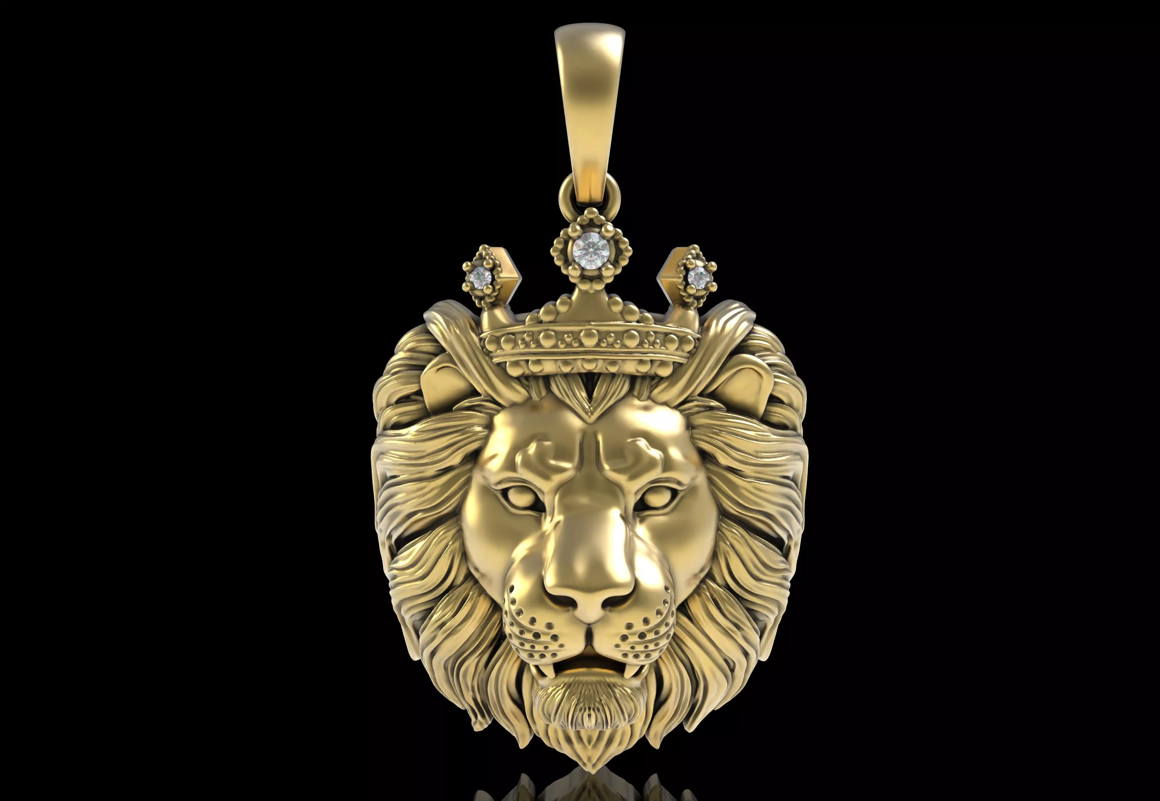 Lion with Crown Pendant 3D print model_0