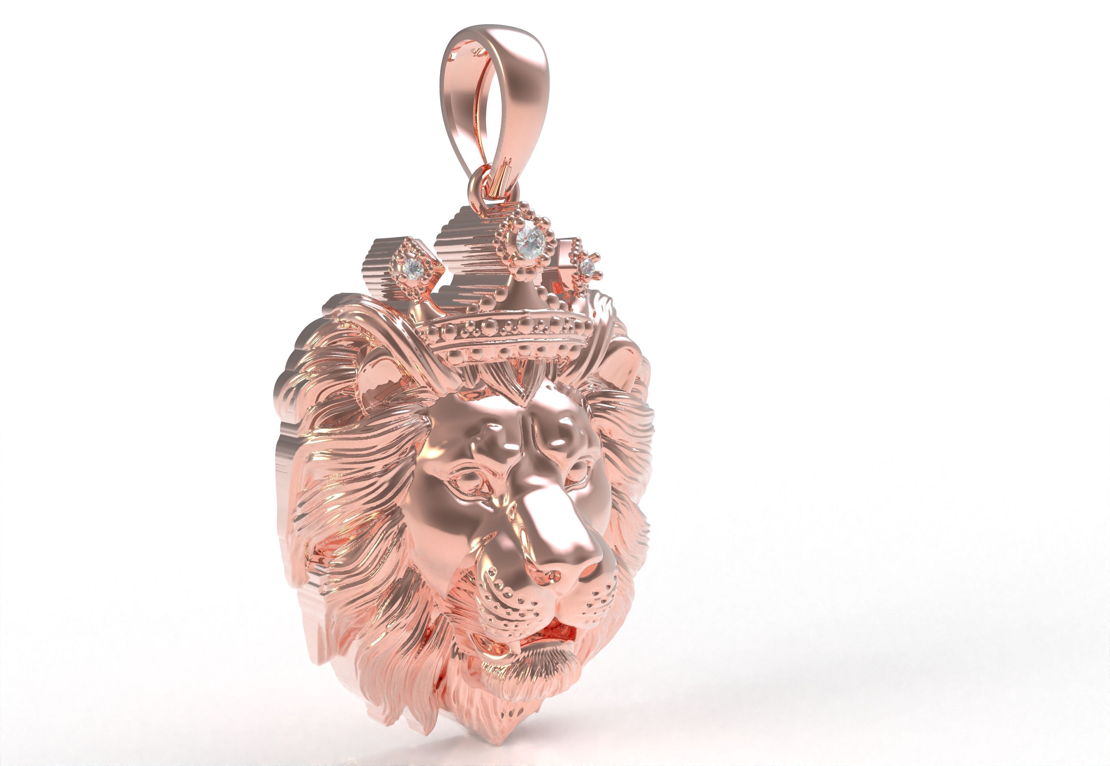 Lion with Crown Pendant 3D print model_23