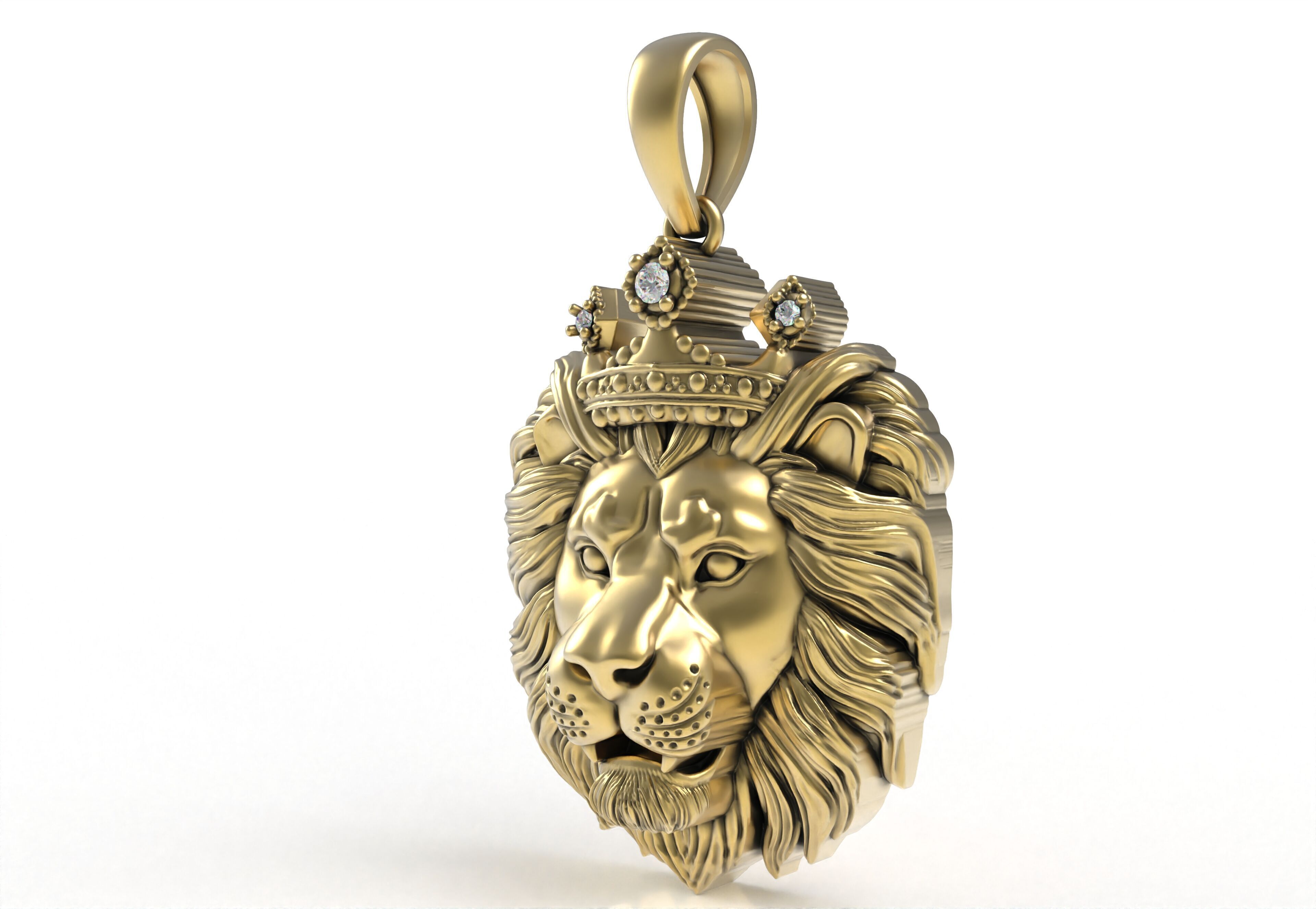 Lion with Crown Pendant 3D print model_5
