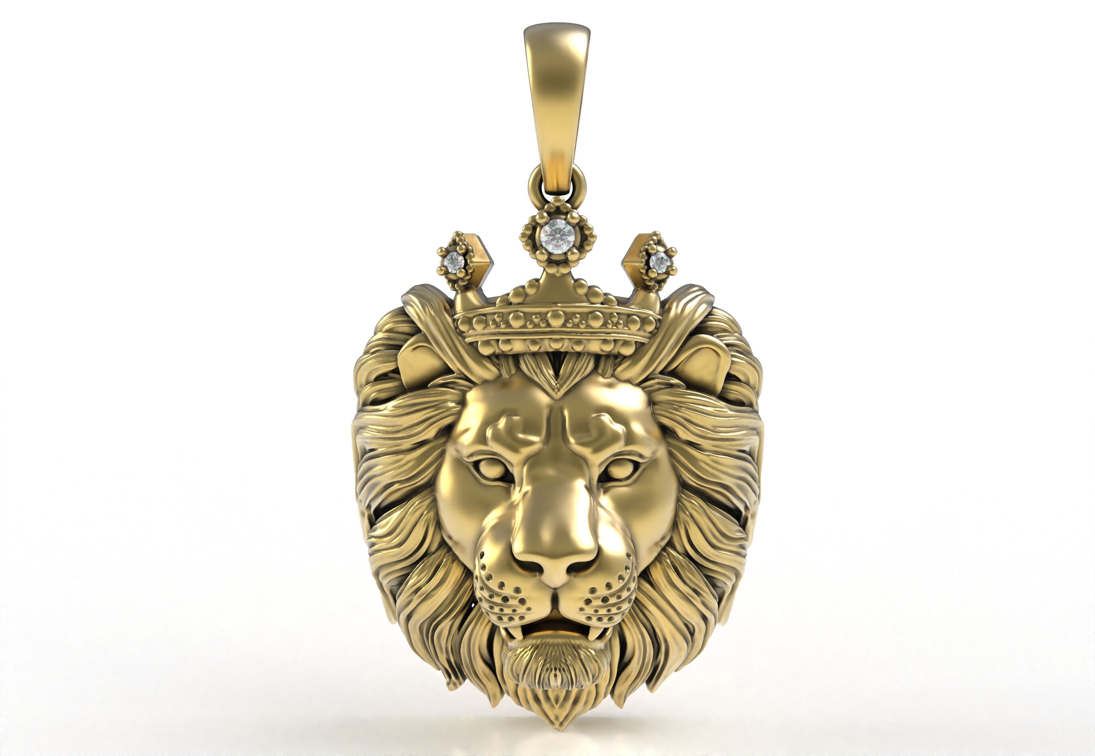 Lion with Crown Pendant 3D print model_4
