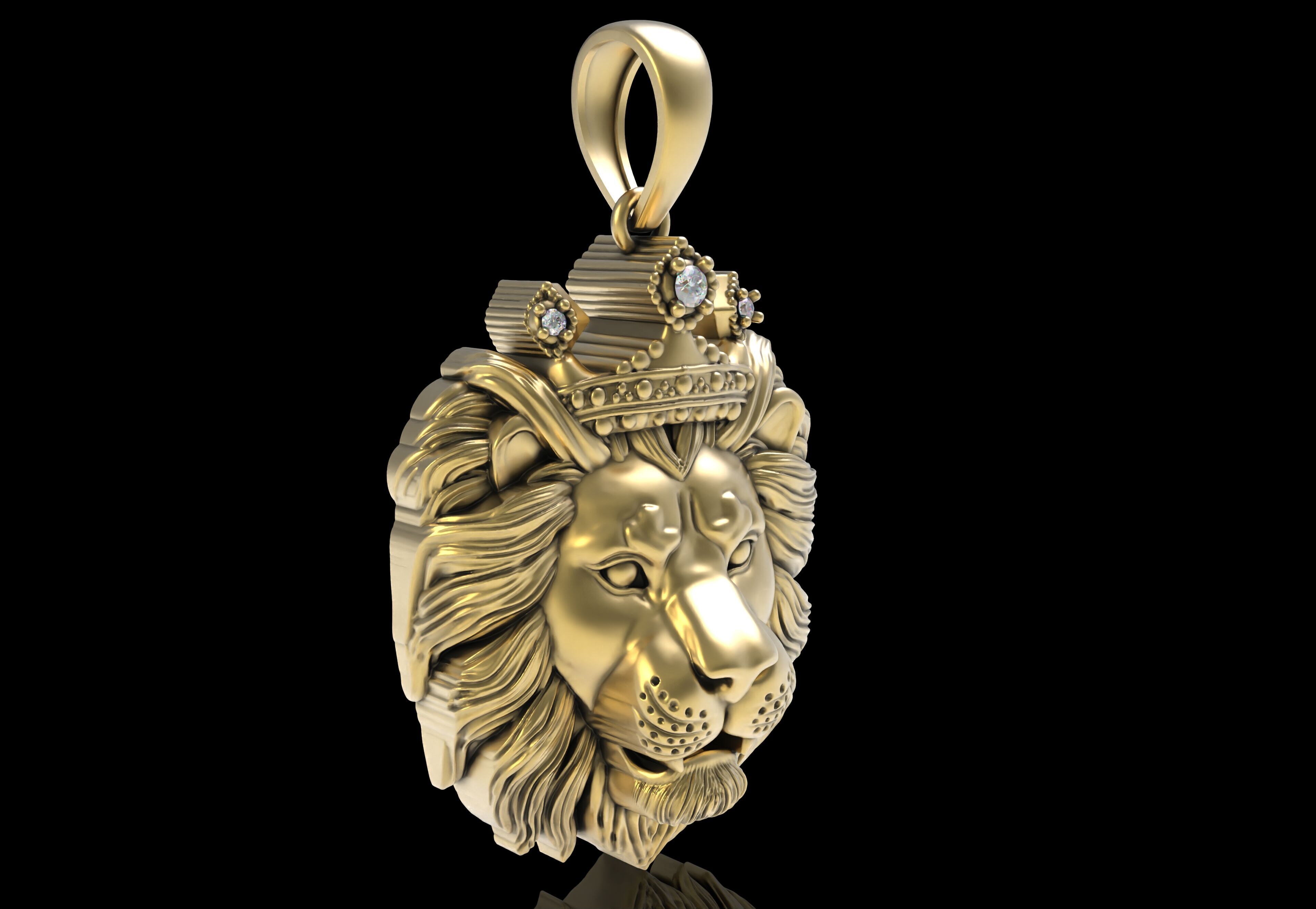 Lion with Crown Pendant 3D print model_1