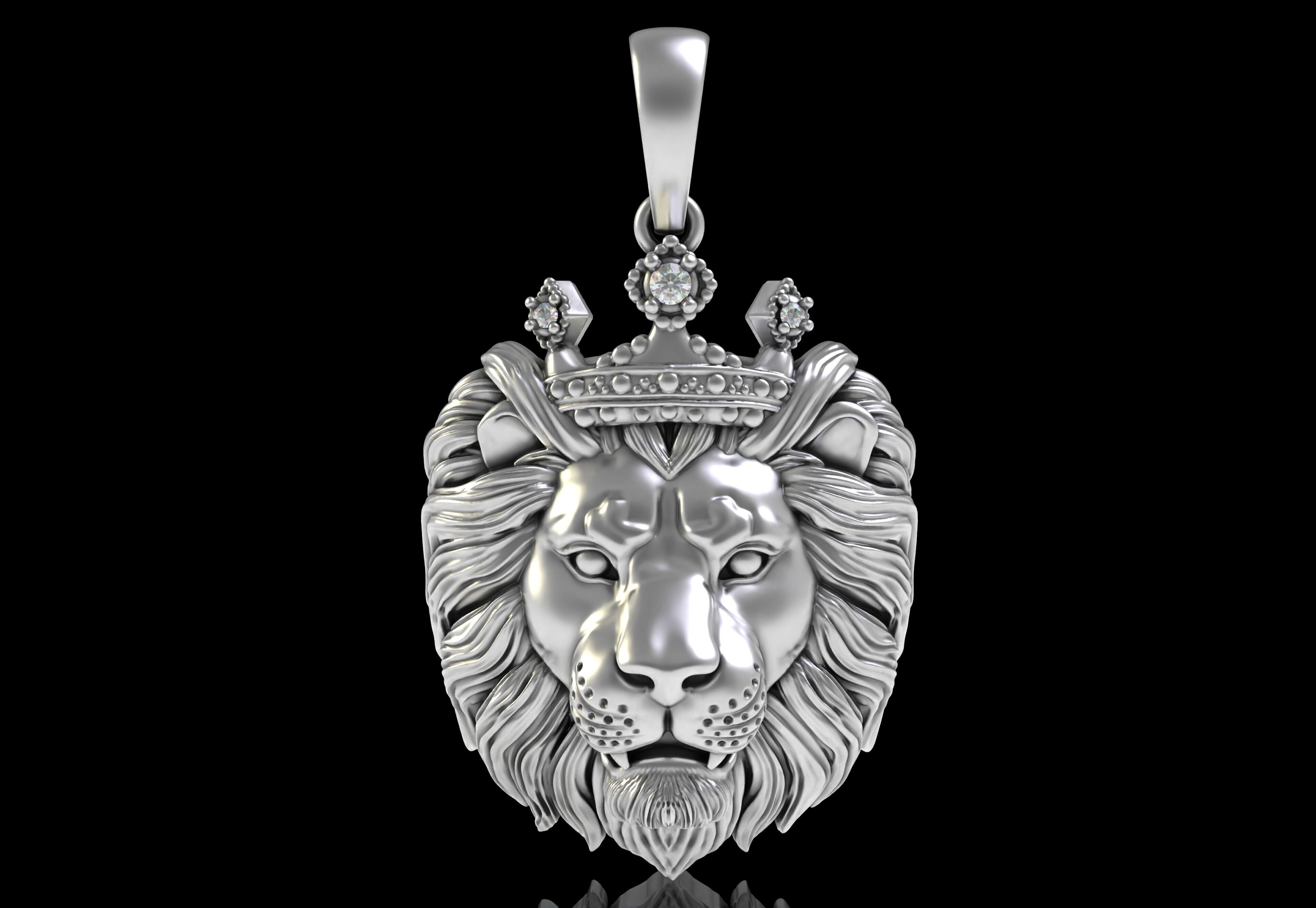Lion with Crown Pendant 3D print model_13