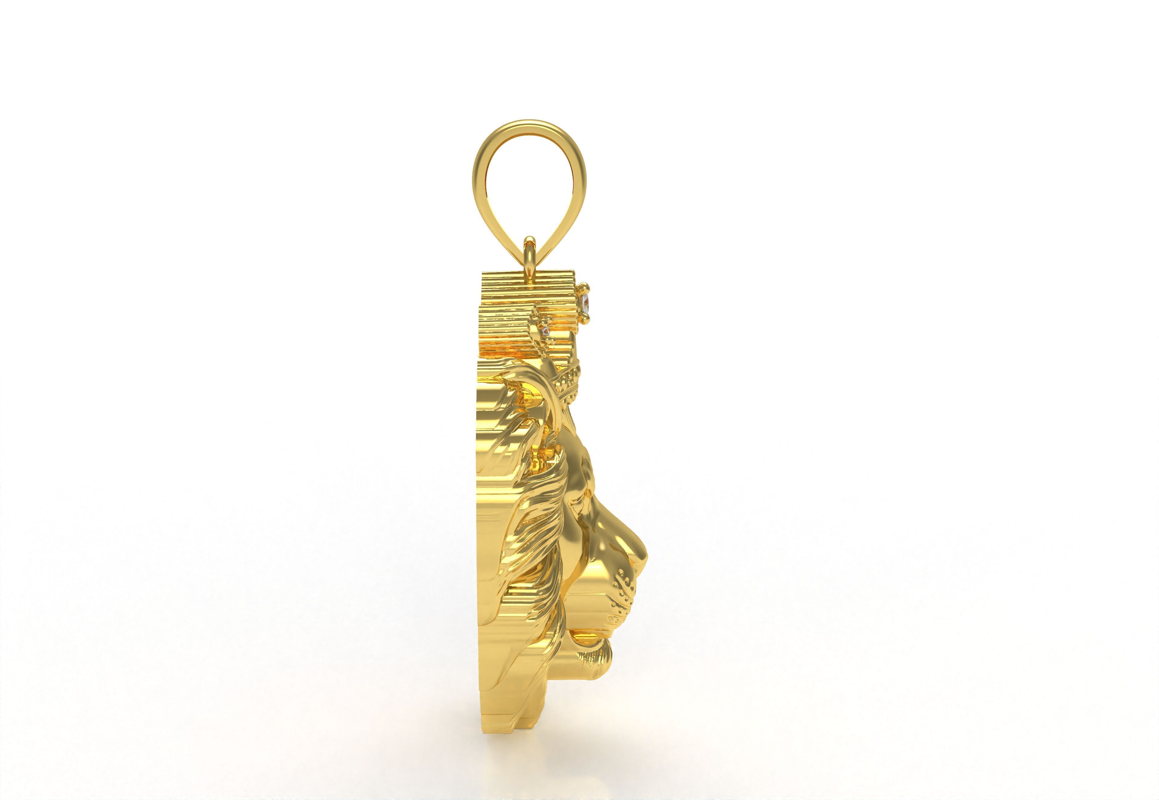 Lion with Crown Pendant 3D print model_40