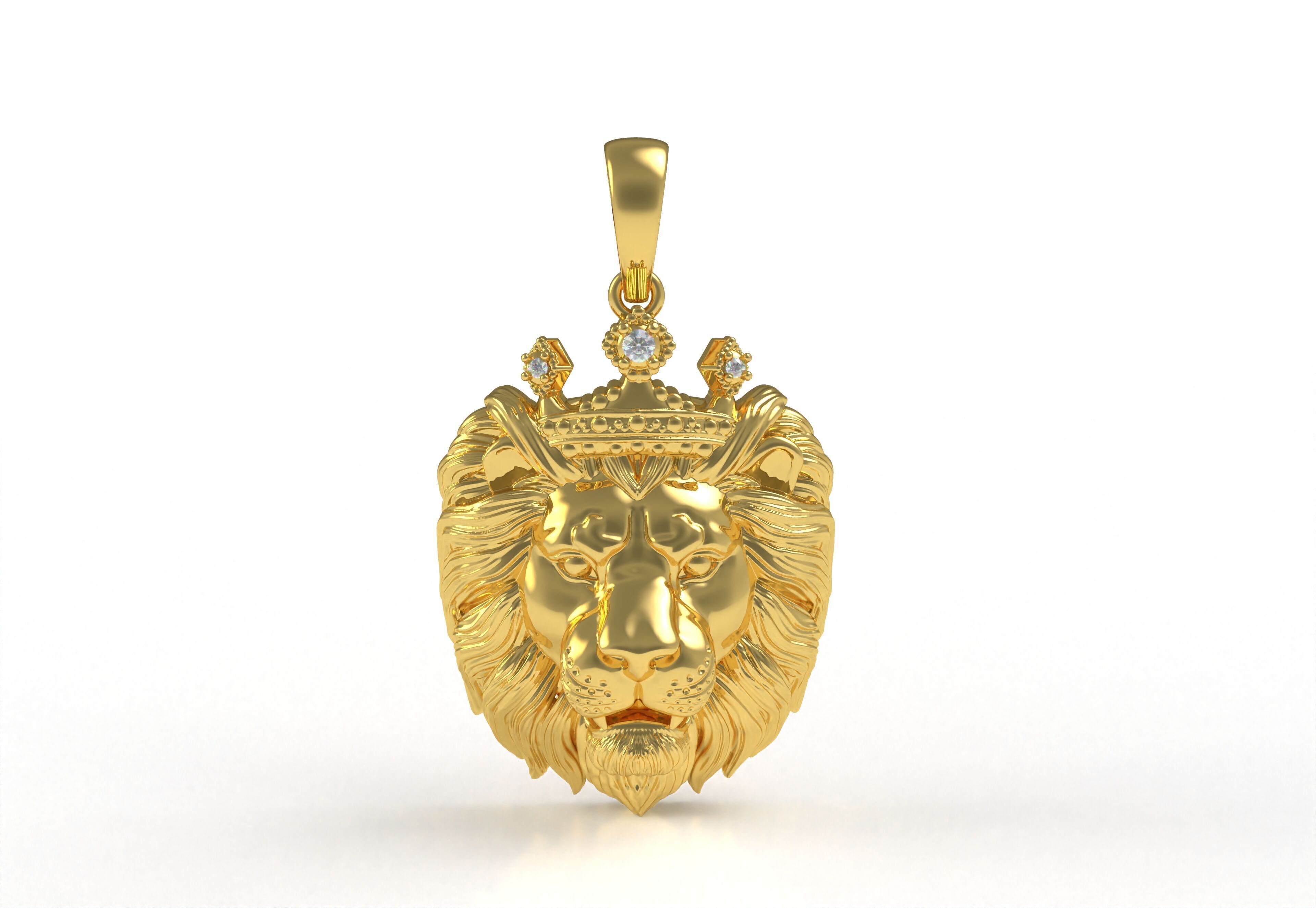 Lion with Crown Pendant 3D print model_38