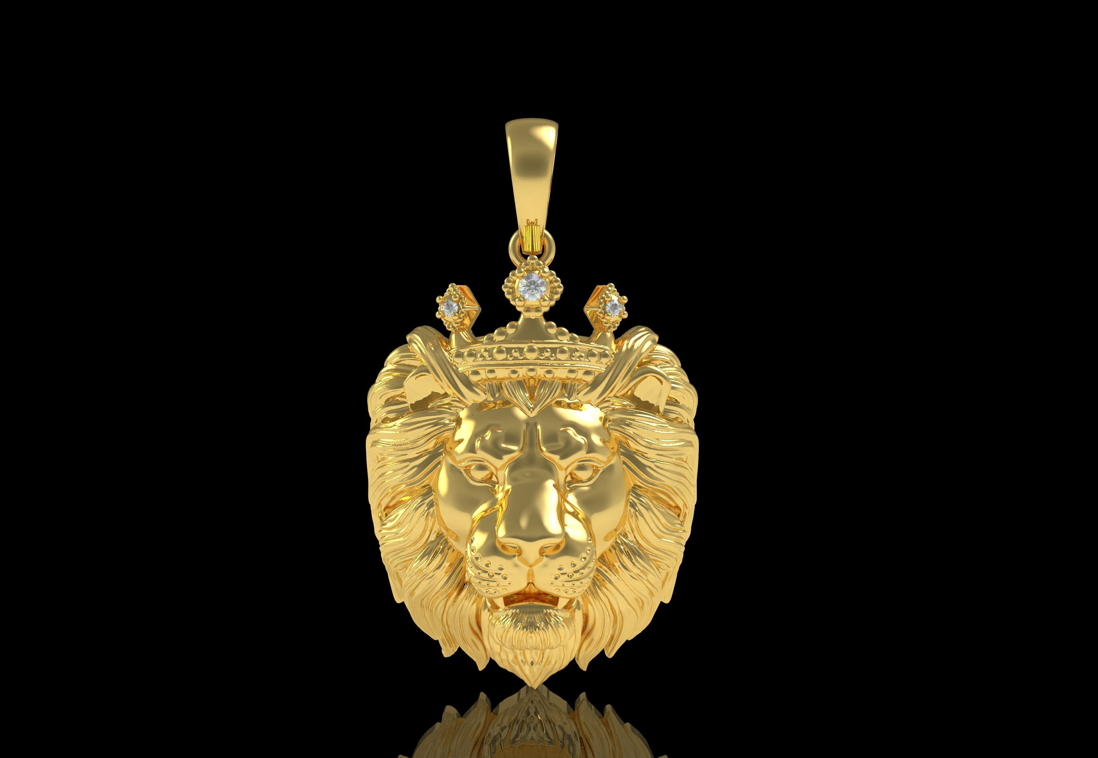 Lion with Crown Pendant 3D print model_33