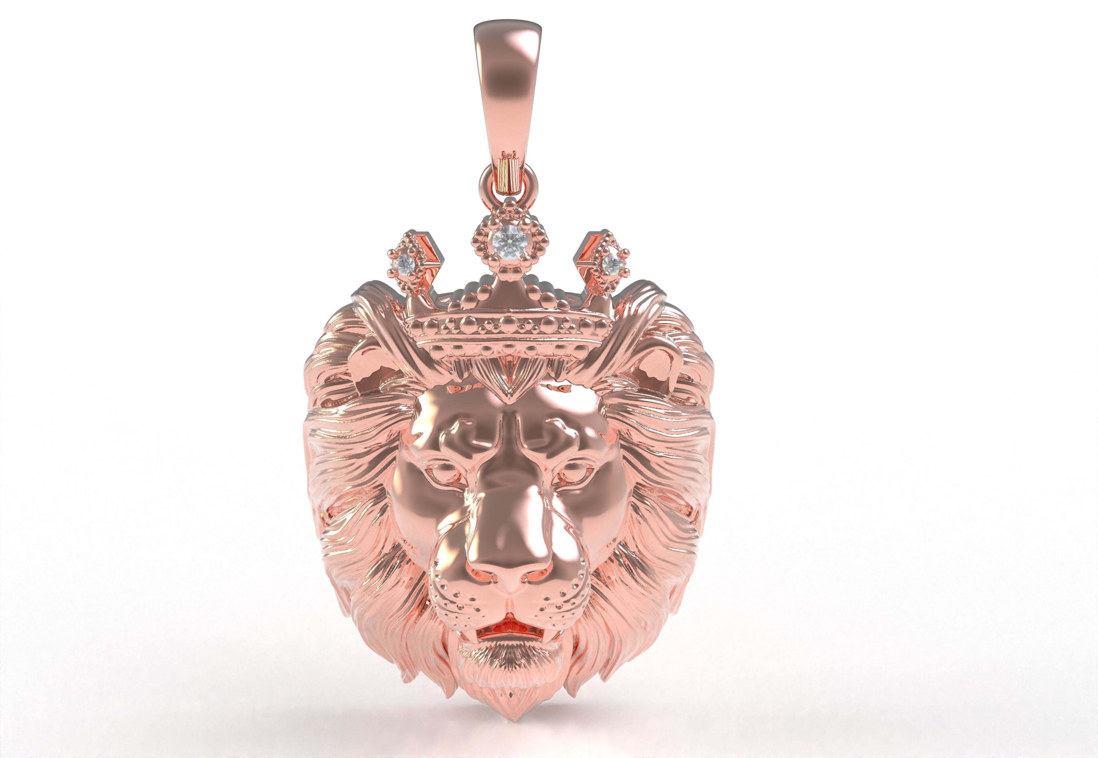 Lion with Crown Pendant 3D print model_22