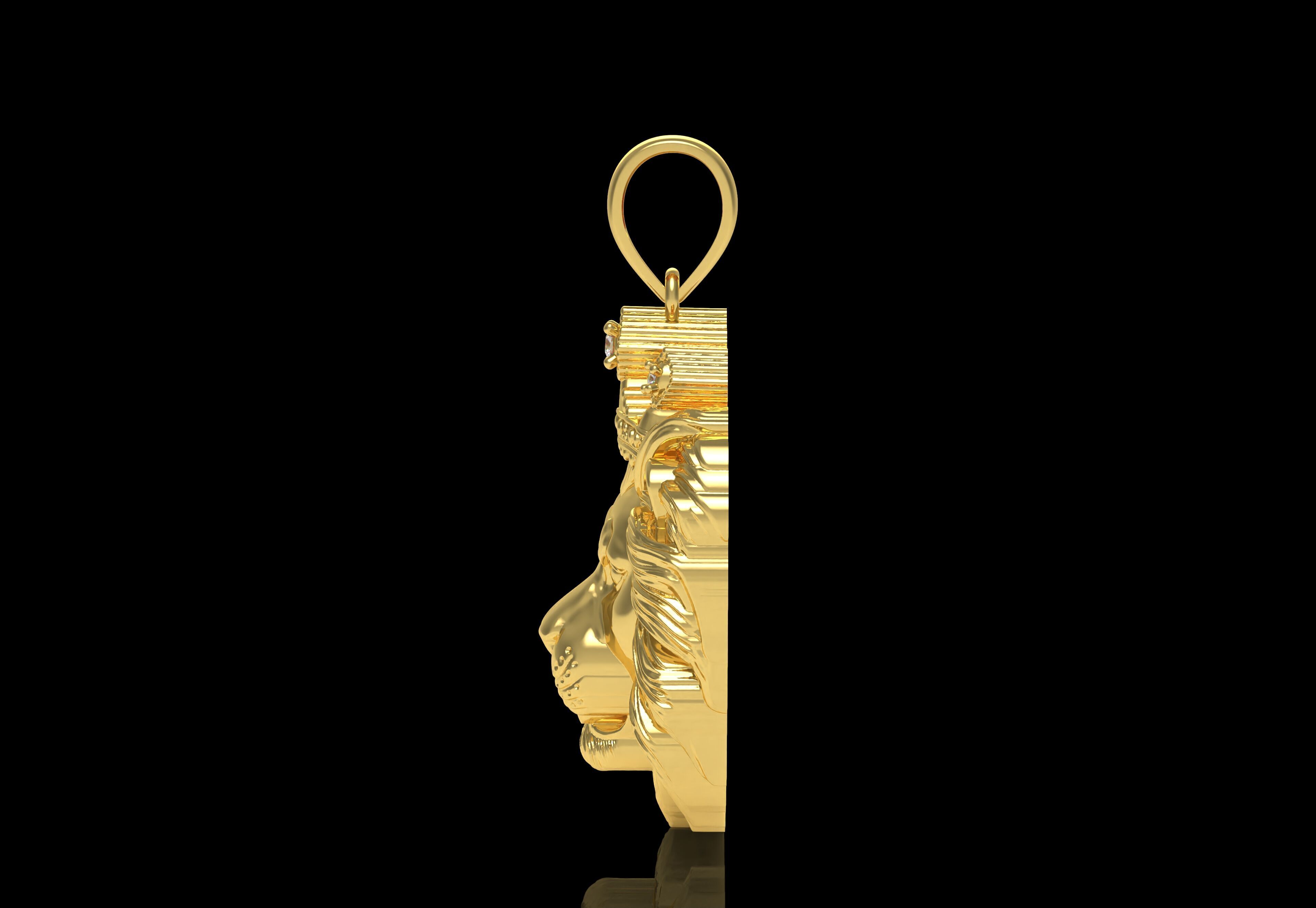 Lion with Crown Pendant 3D print model_35