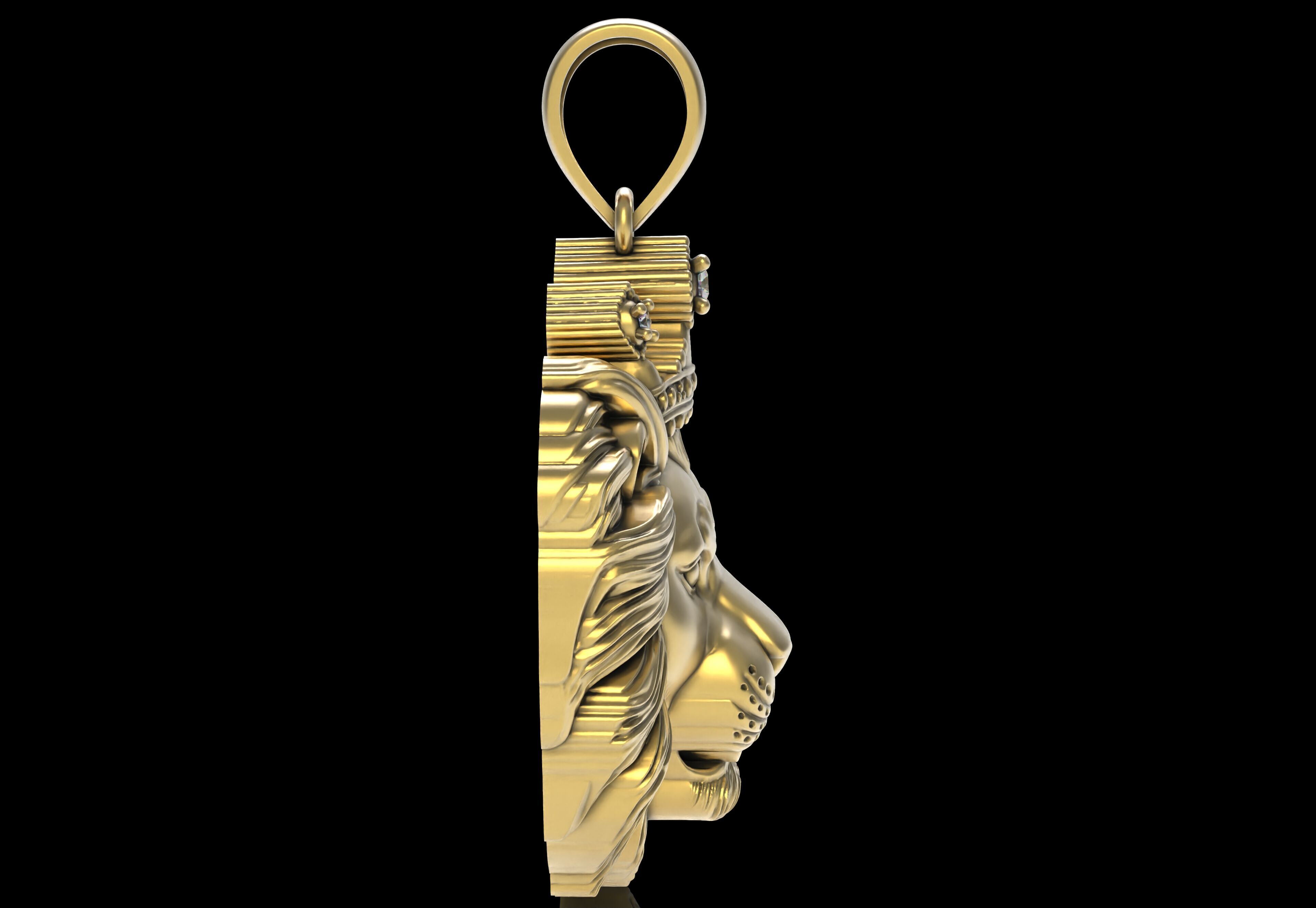 Lion with Crown Pendant 3D print model_8