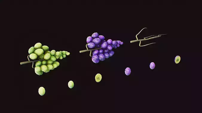 Stylized Fruit Grapes Game-Ready