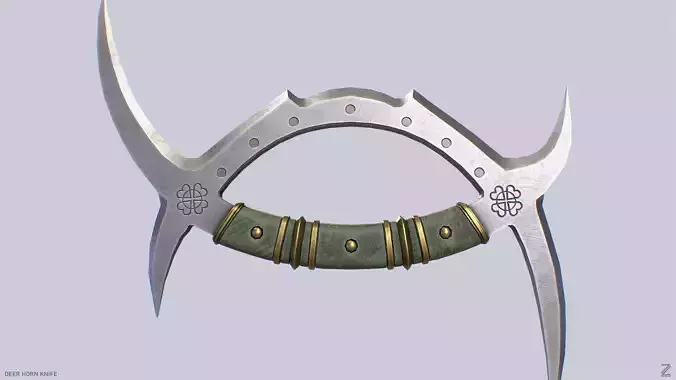 Deer horn knife Low-poly 3D model