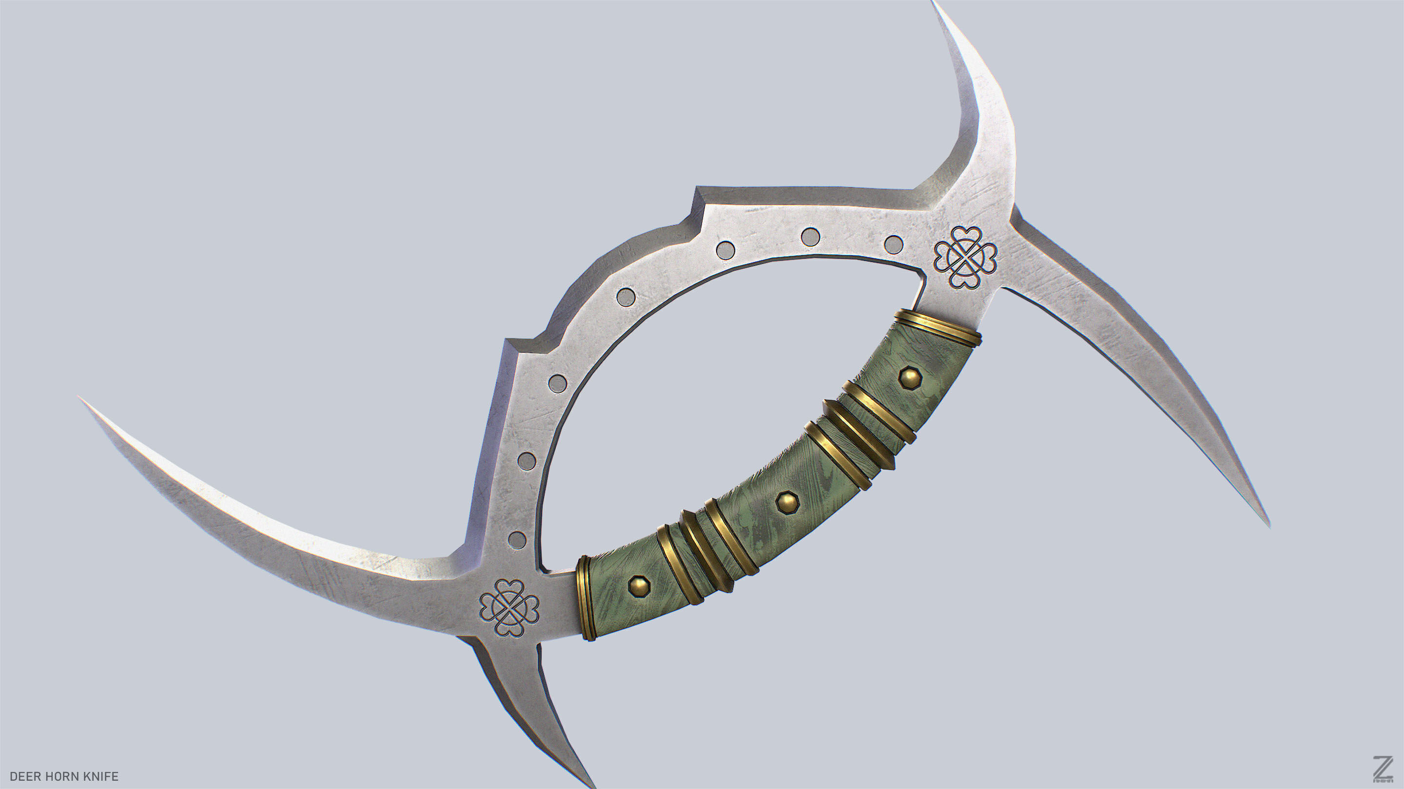 Deer horn knife Low-poly 3D model_7