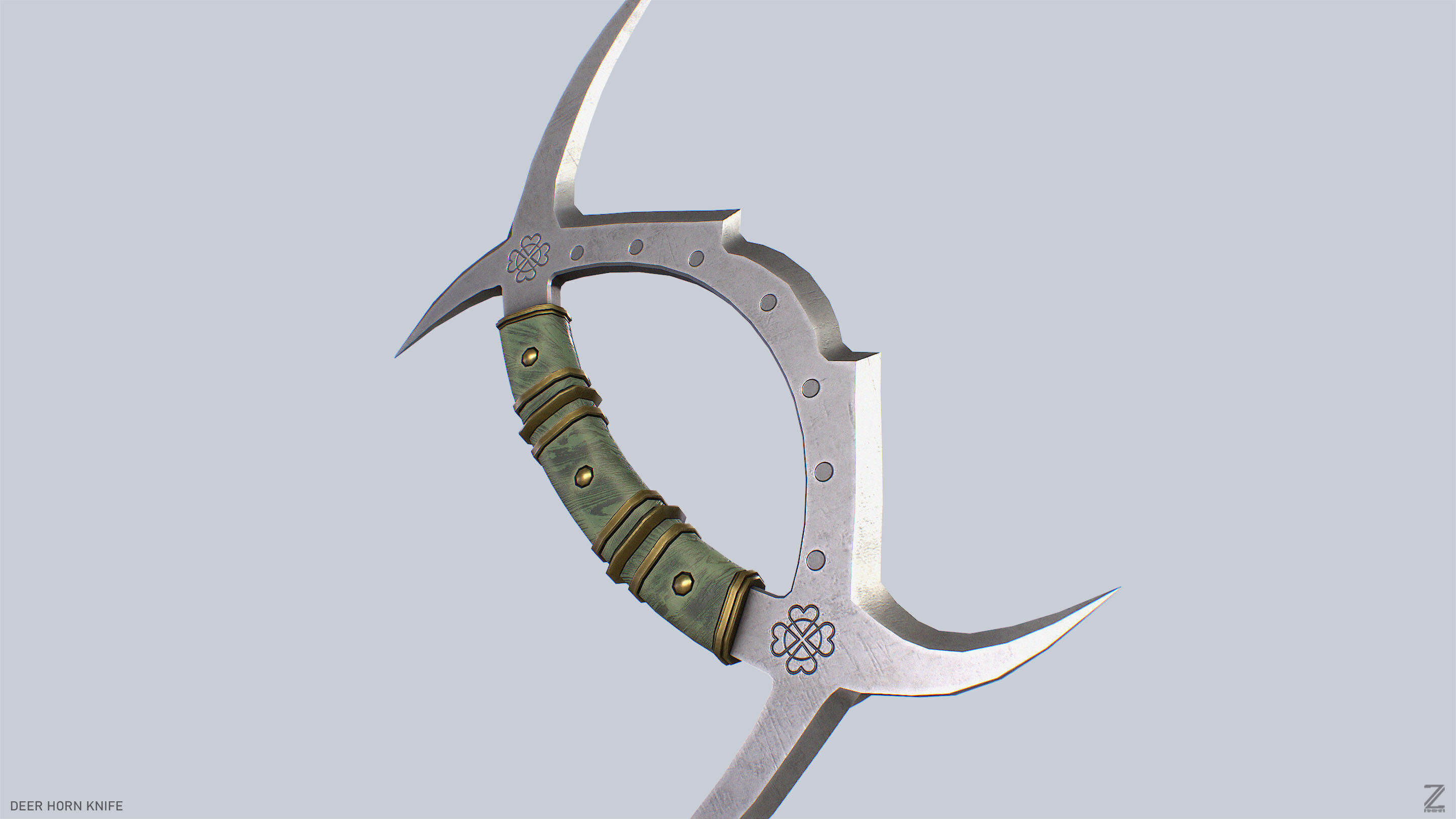 Deer horn knife Low-poly 3D model_4