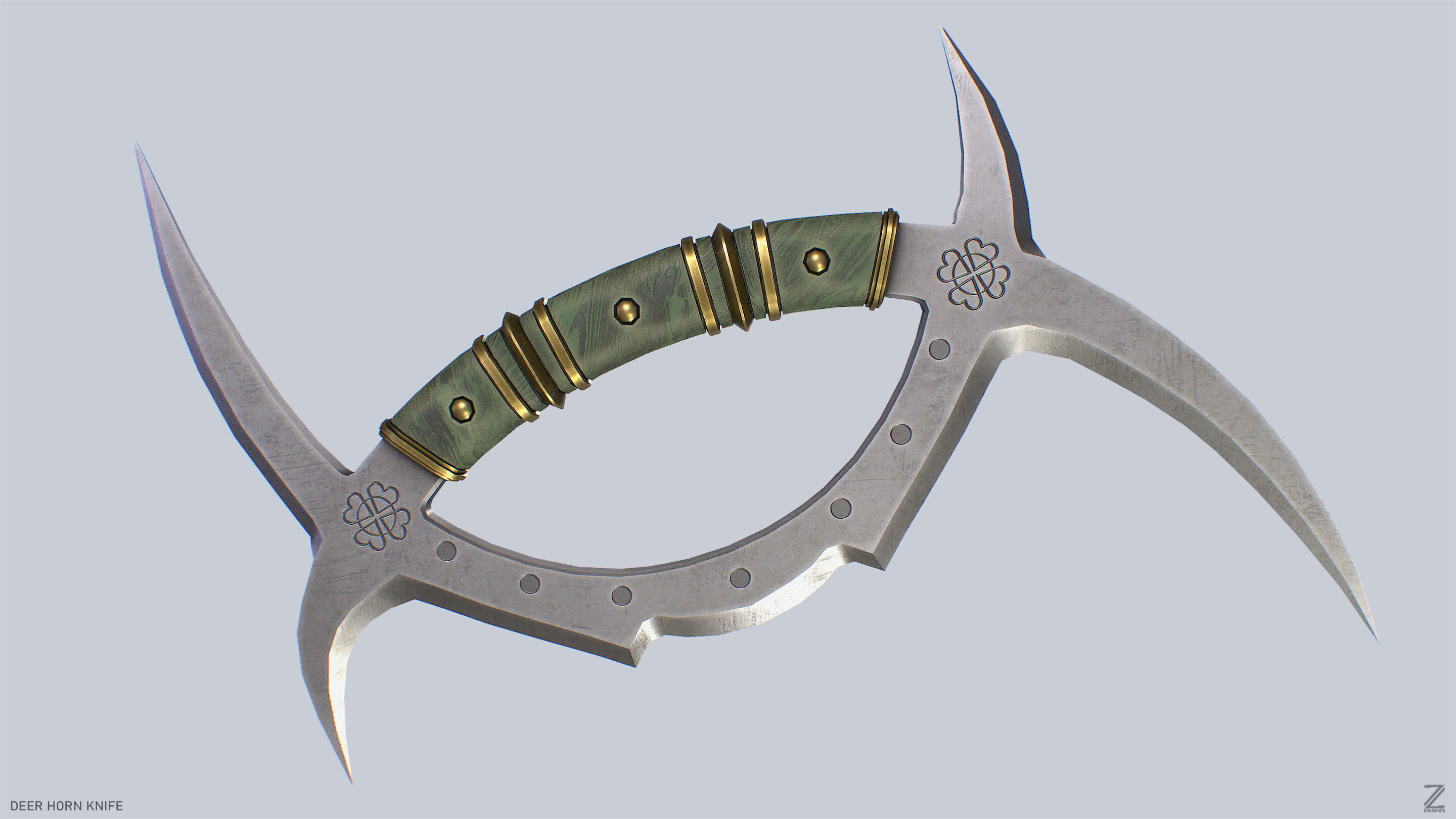 Deer horn knife Low-poly 3D model_8